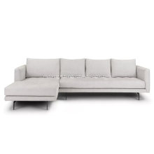 Sofa sectionnel gauche en tissu blanc coco Parker